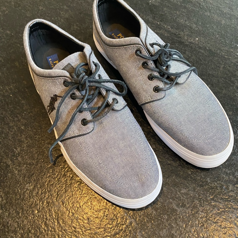 Polo Ralph Lauren Faxon Low Gray Chambray Lace-Up Sneaker Men’s US 13D
